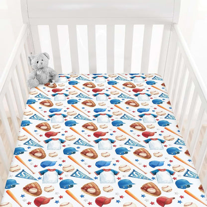 Cstdyfrv Baseball Sport Baby Crib Sheets Baseball Hat Toddler Bedding Bed Sheets Sports Lovers Gift Fitted Crib (photo 3)