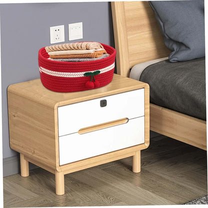 AwnsIMfreien Toy Baskets Storage Kids, Organizer Baskets 12x8in Rectangle Cozy Woven Cherry Cute Basket Stackable Small (photo 3)