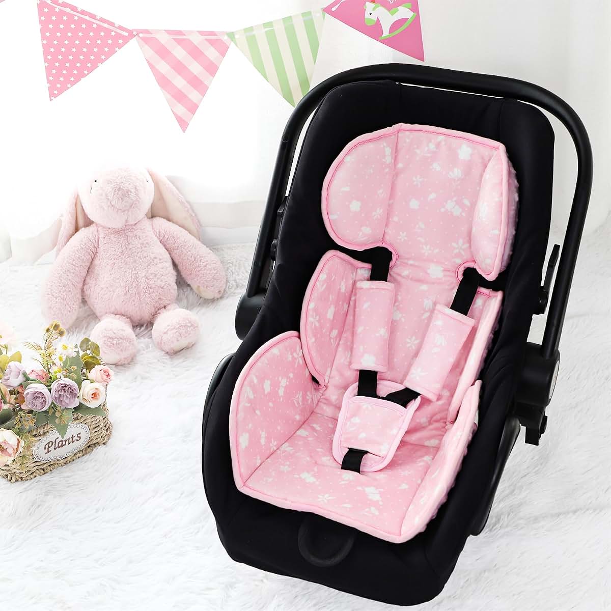 Infant Car Seat Insert, 3 in 1 Ultra-Thick Newborn Carseat Insert with Strap Covers for Girls, Man Fai Sky Universal (photo 2)