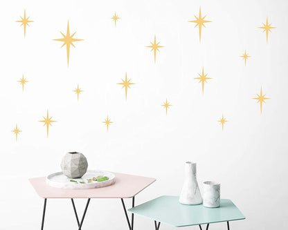 GESTYZ Retro Star Vinyl Wall Decals Matte Gold Nursery Decor
