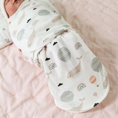 Minination Infant Baby Swaddle Blanket With Zip Closure In SkyWhales Print