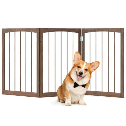 Freestanding 3-Panel Wooden Pet Gate for Small to Medium Dogs
