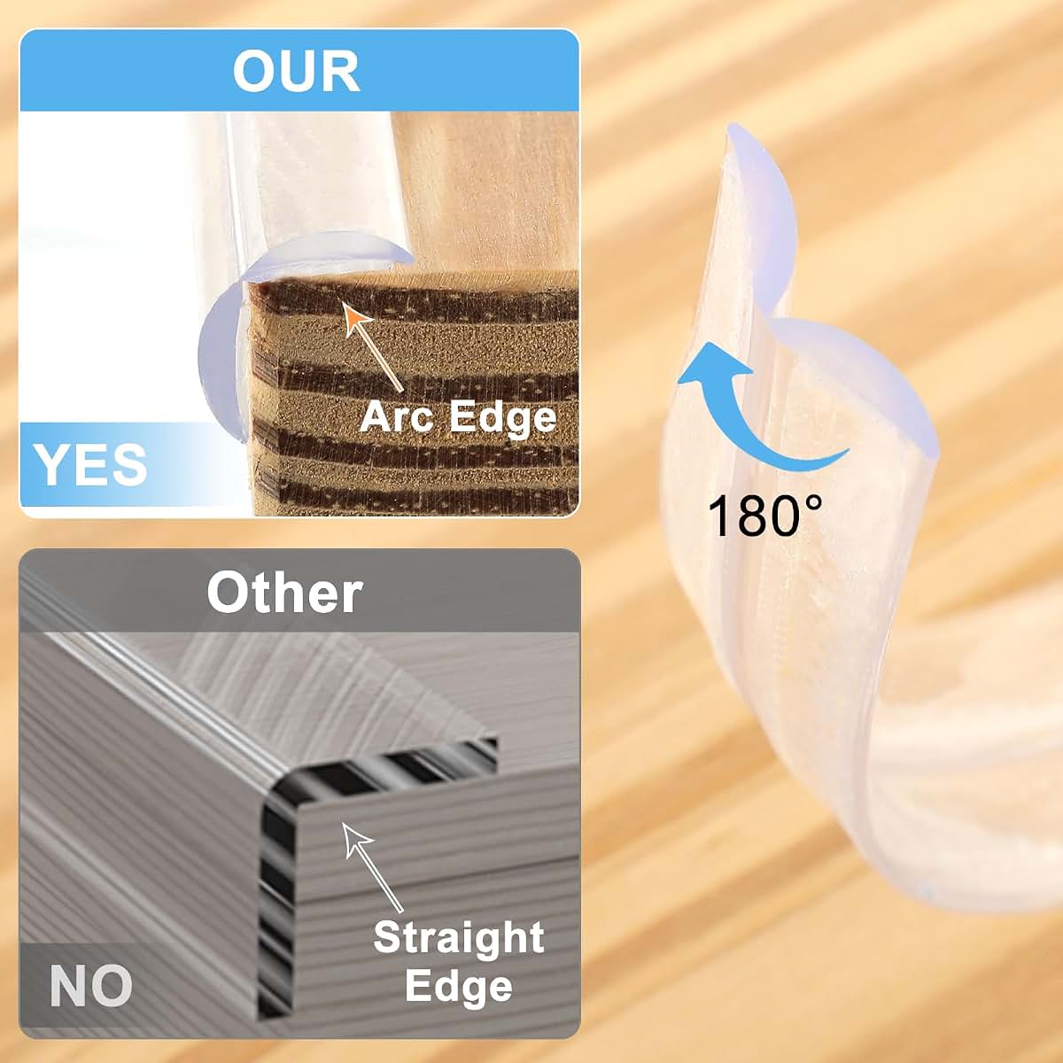 Thinp Baby Proofing Corner Protector, 6.6ft Clear Silicone Edge Strip