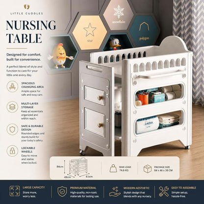 Little Cuddles Changing Table with Storage and Adjustable Height