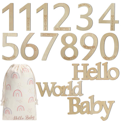 Milestone Baby Photo Props Set | Wooden Monthly Card Numbers for Announcements