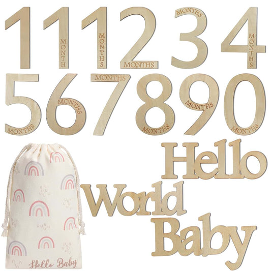 Milestone Baby Photo Props Set | Wooden Monthly Card Numbers for Announcements