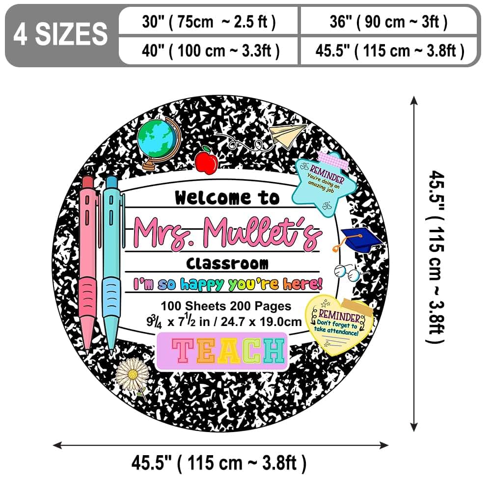 Chillgen Classroom Round Rug For Kids With Notebook Design (photo 2)