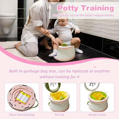 Yszawmx Portable Potty Chair for Toddlers, Travel Potty with Splash Guard, White-Pink