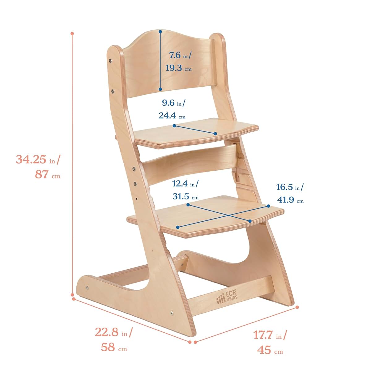 ECR4Kids Grows with Me Chair, Transitional Chair, Natural (photo 2)