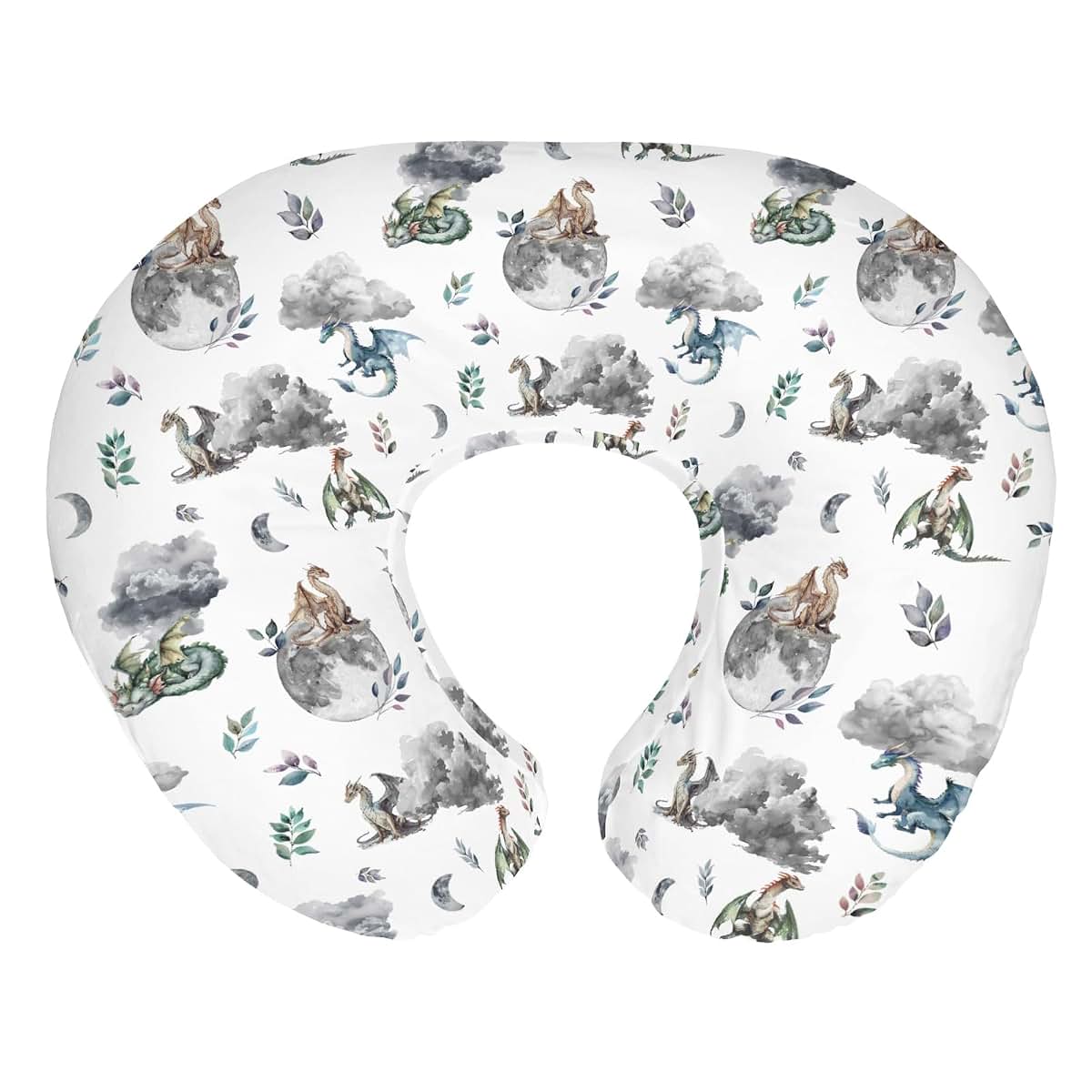 BabyOneStop Watercolor Dragons Nursing Pillow Cover 22x18 Inch Polyester Zipper Slipcover