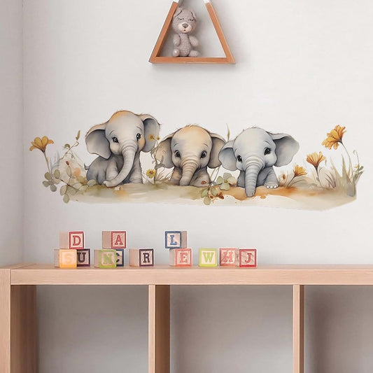 Sacinora Cute Baby Elephant Family Wall Stickers Removable Vinyl Decals