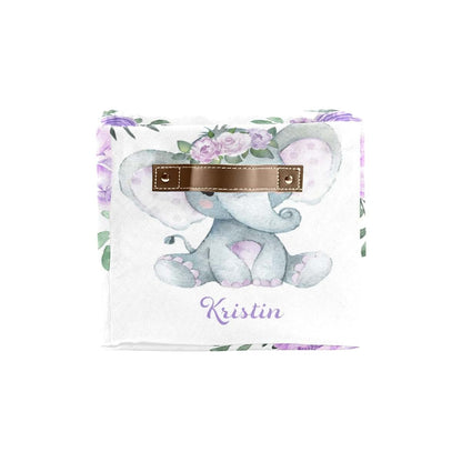 Joyestore Purple Elephant Rose Personalized Storage Bin