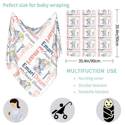 Hapelf Personalized Baby Swaddle Blanket Custom Name Swaddle With Hat Bow Set (photo 3)