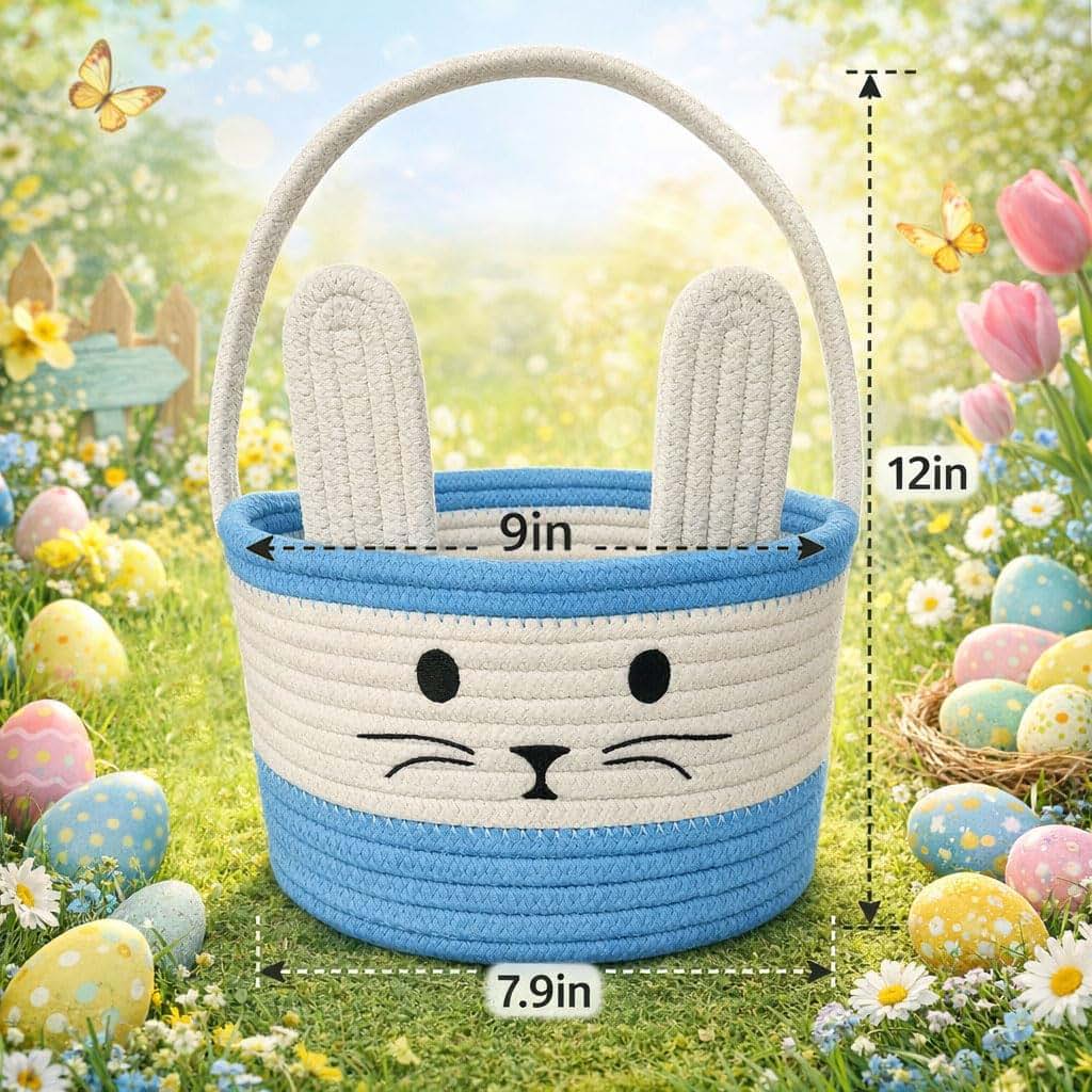 Saiiwnn Easter Baskets for Kids, Easter Basket, Easter Bunny Baskets with Handle for Easter Egg Hunts, Baby’s First (photo 2)