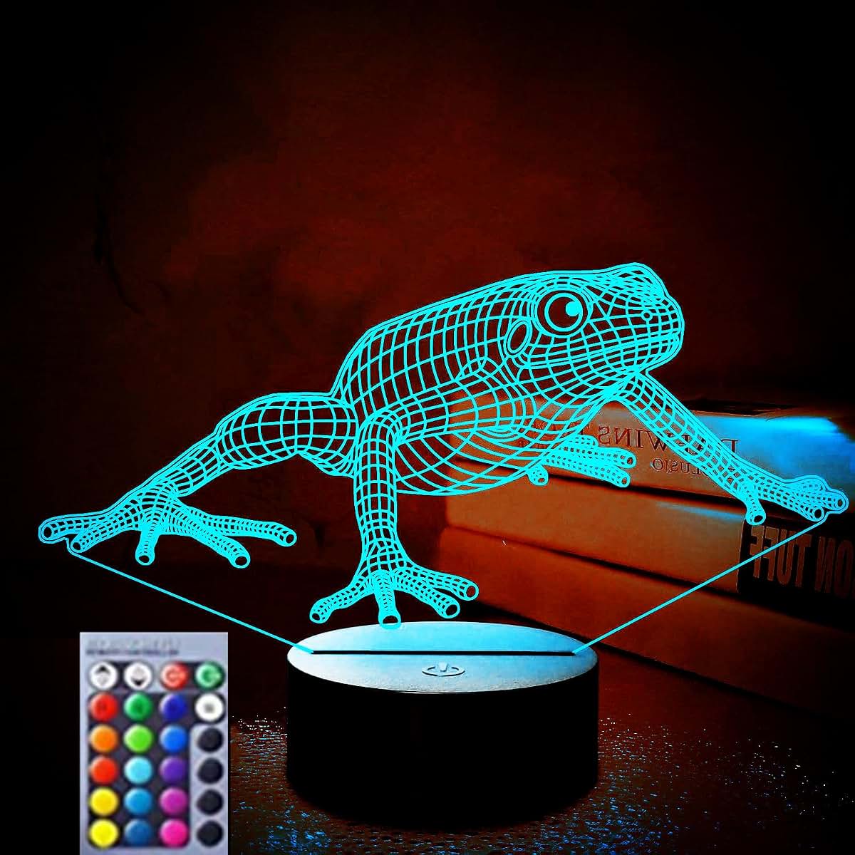 Jinnwell 3D Frog Night Light with 16 Color Changing Options