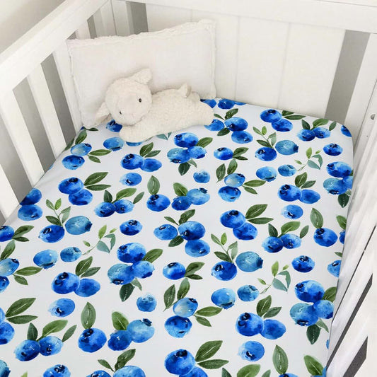 Dpjkevw Watercolor Cute Blueberries Baby Crib Sheets for Boys Girls Sweet Blueberries Fruit Soft Snug Fitted Newborn
