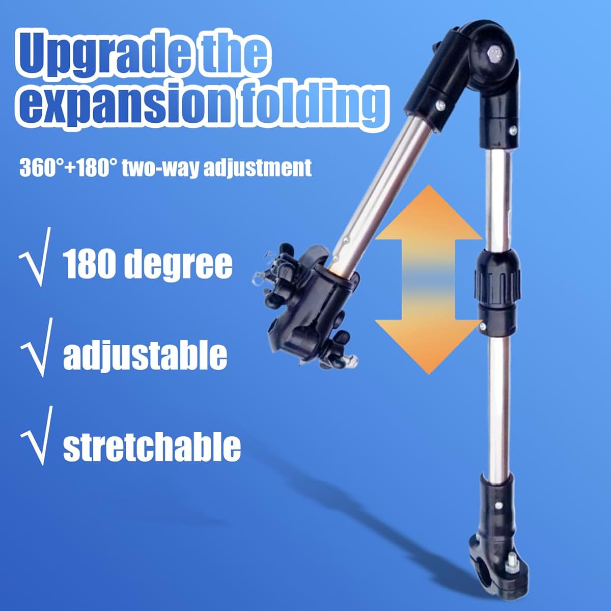 Pastoralist Umbrella Holder Universal Foldable Umbrella Clamp Stretchable Umbrella Mount Rotatable Non-Slip ABS