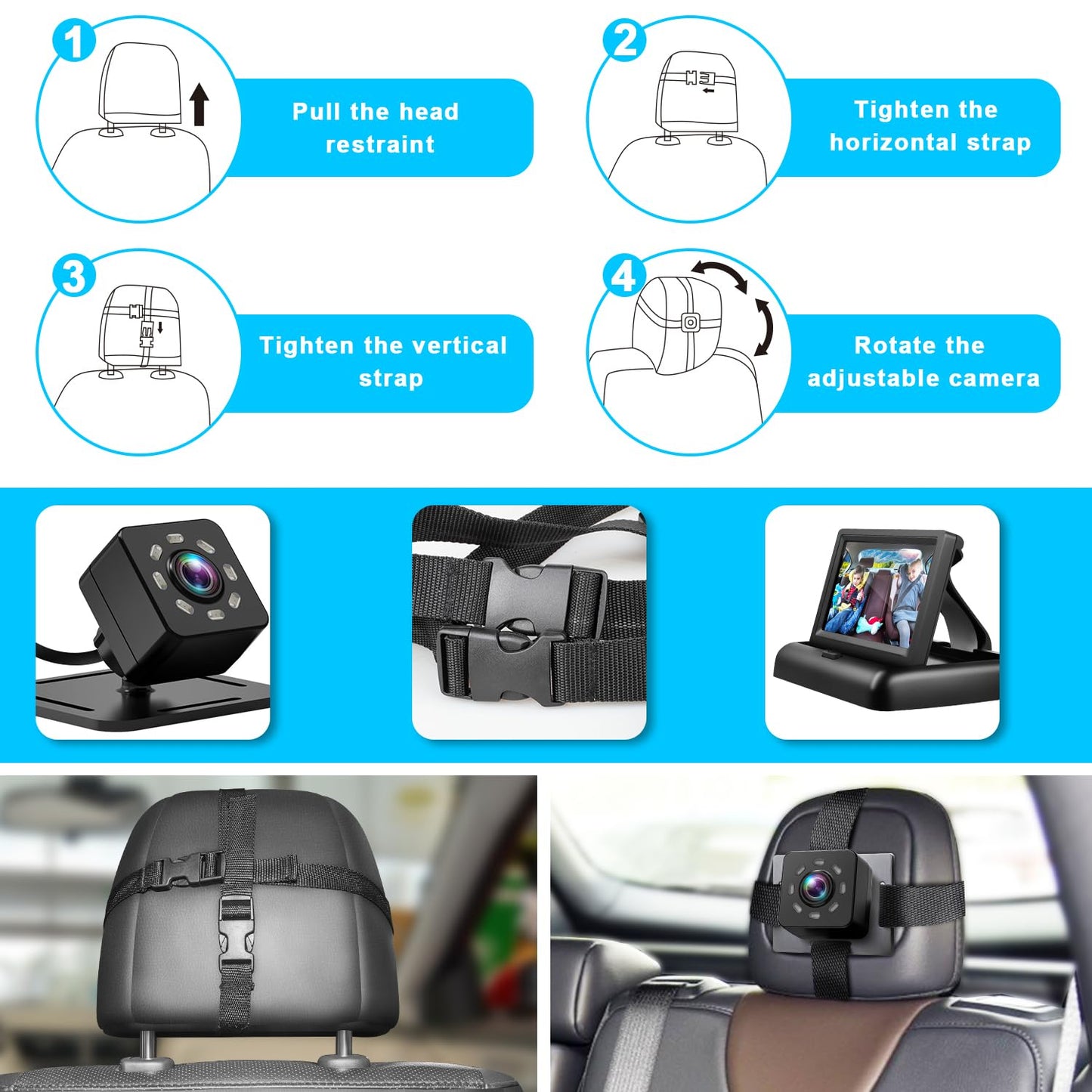 Shynerk Baby Car Mirror with Night Vision