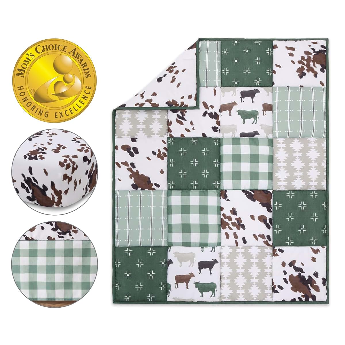 The Peanutshell 3 Piece Crib Bedding Set for Nursery - Boho Farmhouse Style