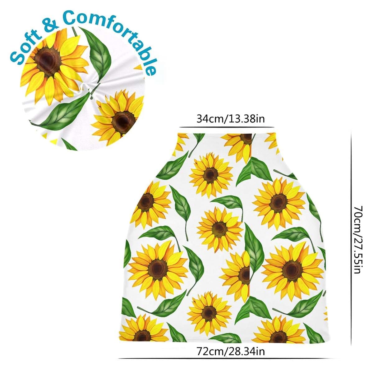 BabyOneStop Leaf Sunflowers Stretchy Multi-Use Car Seat Cover