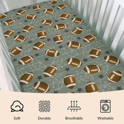 Cstdyfrv Football American Sport Baby Crib Sheets Football Game Day Toddler Bedding Bed Sheets Sports Lovers Gift