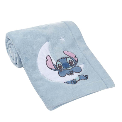 Disney Stitch Blue Fleece Appliqued Baby Blanket