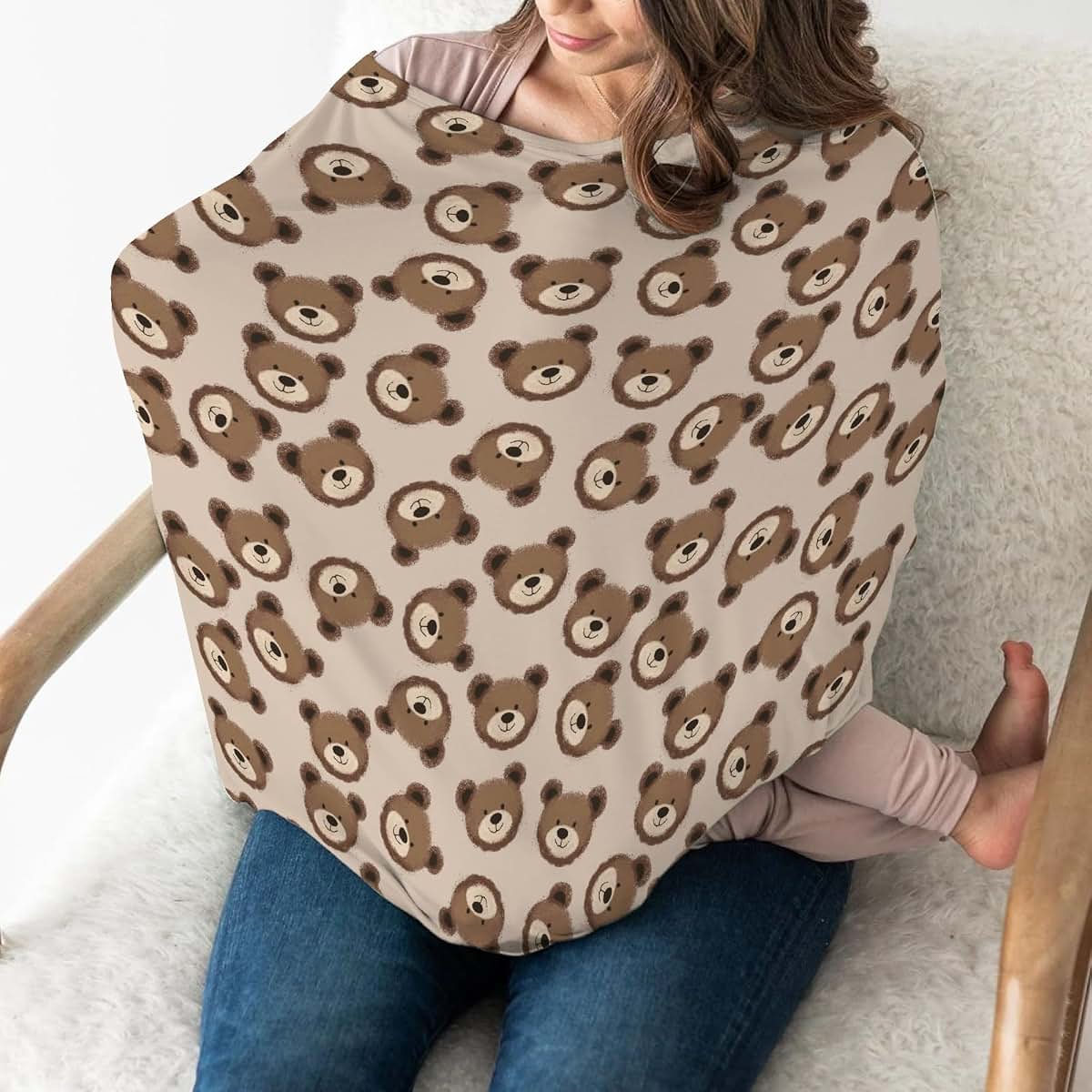 Boho Bears Car Seat Canopy Cover for Baby: Stretchy Nursing Accessory