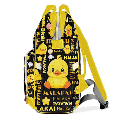 YallLocoMo Custom Name Diaper Bag Backpack Gift Duck Multifunction Travel Backpack Nappy Bag Daypack for Mom Dad Boy (photo 3)