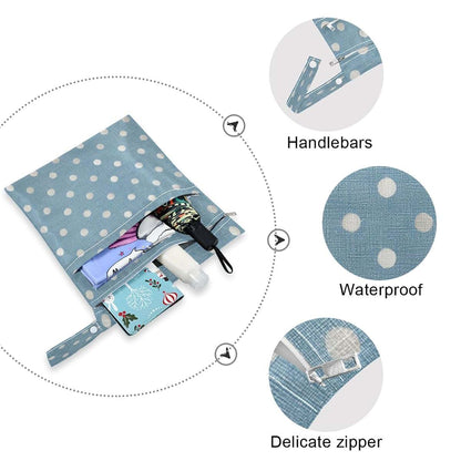Kigai Polka Dot Wet Bag with Zipper Pockets, 2 PCS Waterproof