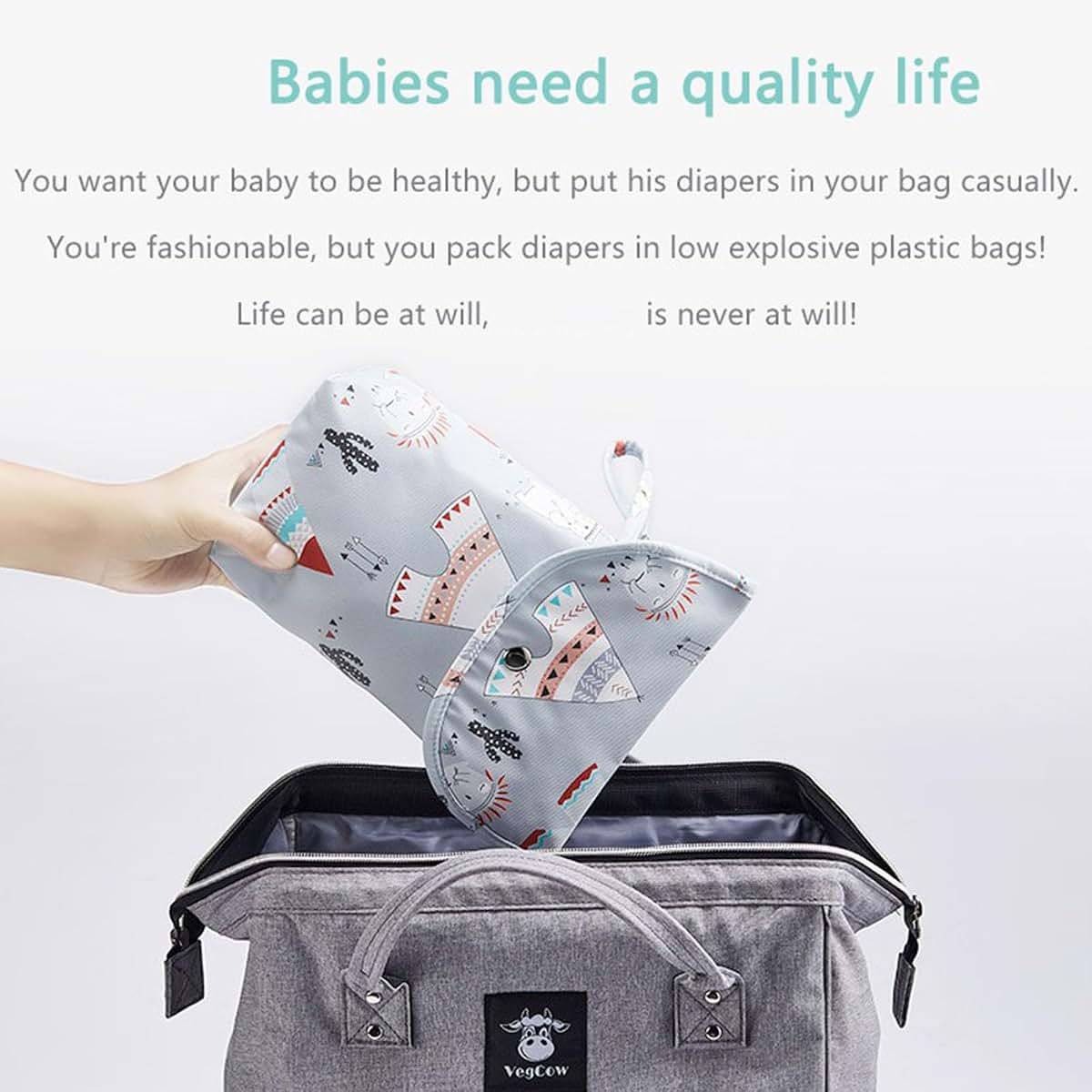 FANSHINUO Diaper Storage Bag Portable Large Capacity for Travel Organizers Oxfords Fabric Diaper Bag (photo 3)