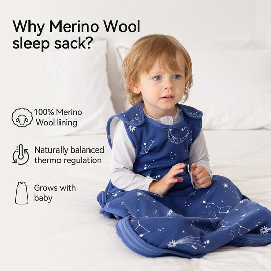 CosyDiary Merino Wool & Cotton Sleep Sack With 2-Way Zipper