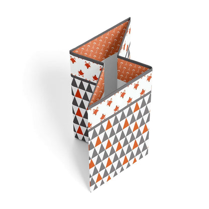 Bacati Playful Fox Orange/Grey Collapsible Hamper (photo 2)