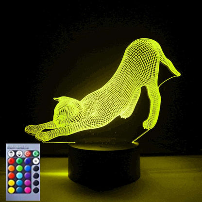Jinnwell 3D Cat Night Light Lamp Illusion 16 Color Changing Table Desk Decoration Lamps Gift with Acrylic Flat ABS Base
