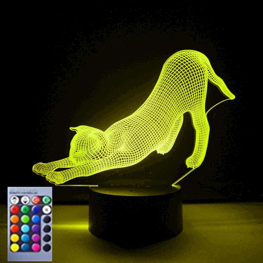 Jinnwell 3D Cat Night Light Lamp Illusion 16 Color Changing Table Desk Decoration Lamps Gift with Acrylic Flat ABS Base
