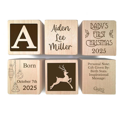 Glitzby Baby’s First Christmas Ornament 2026 – Personalized Wooden Keepsake Block with Name & Year – Custom Engraved (photo 3)