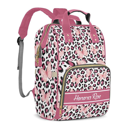 Joyestore Leopard Butterfly Print Custom Diaper Backpack Mom Baby Bag Parent Gift (photo 2)