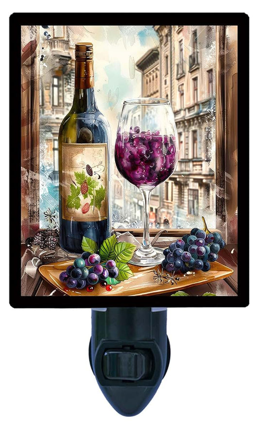 Night Light Designs Wine and Grapes LED Night Light with Rotating Plug