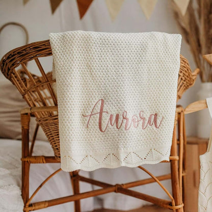 ZoikoM Name Blankets Personalized Baby，Monogrammed Baby Gifts，Custom Name Baby Blanket，Embroidered Baby Blanket Knit (photo 2)