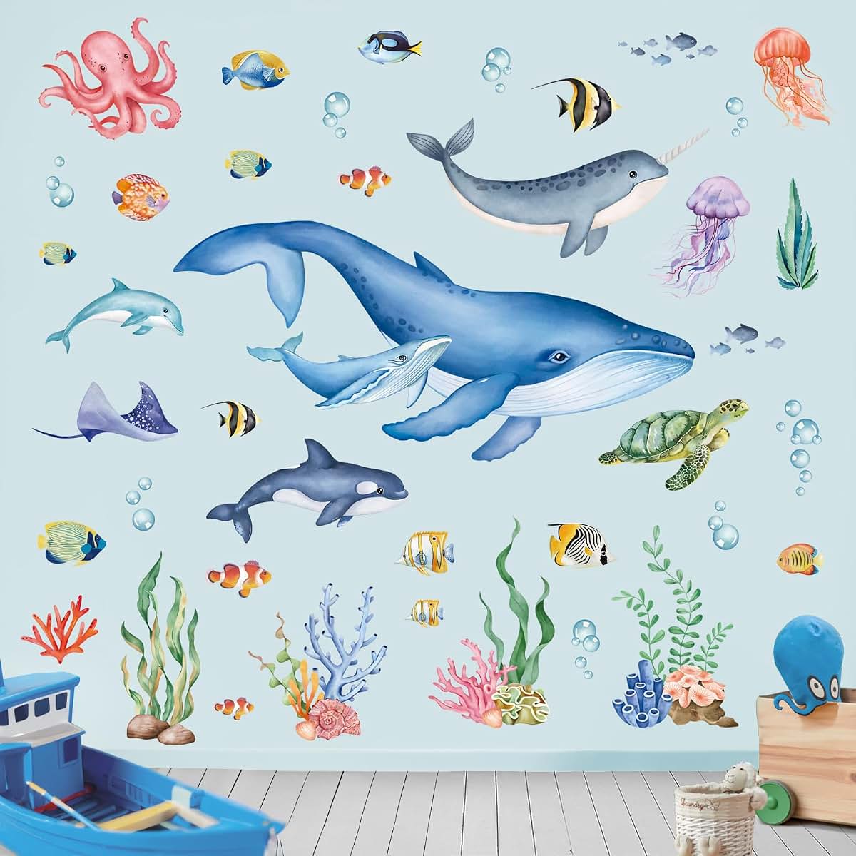 Wondever Under The Sea Wall Decals: Removable Ocean Fish Sticker Set