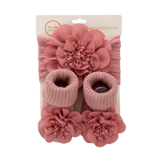 Alksubbm Flower Hairband Ankle Socks Gifts Set Headwear Antiskid Floor Elegant 0-1Y Infant Accessories Headband and Set