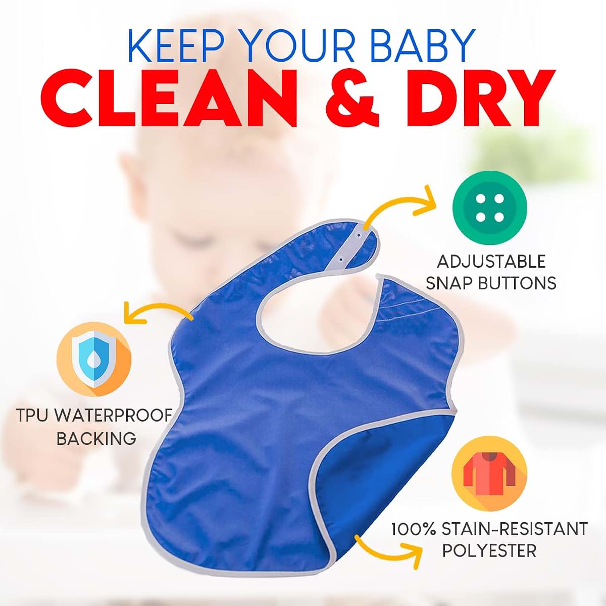 Baby Bib for Everyday Feeding and Mealtime Use