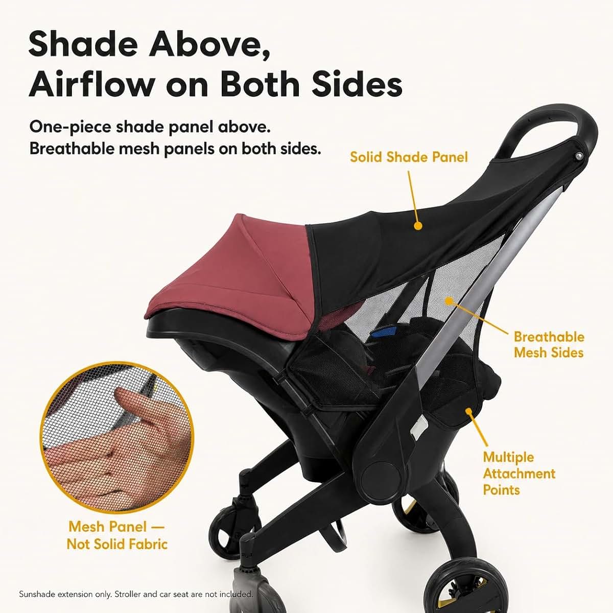 BabyOneStop Sunshade Extension for Doona Car Seat Stroller, Mesh, Black