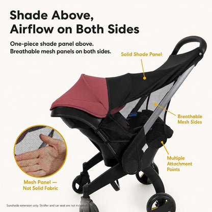 BabyOneStop Sunshade Extension for Doona Car Seat Stroller, Mesh, Black