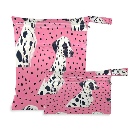 Dalmatian Dog Pattern Wet Dry Bag Set for Diaper & Travel Storage