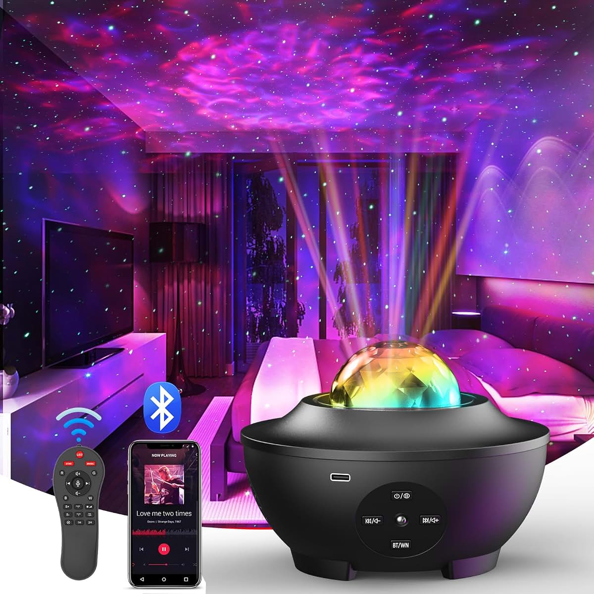 Galaxy Star Projector With Remote, Timer, Bluetooth Speaker And White Noise