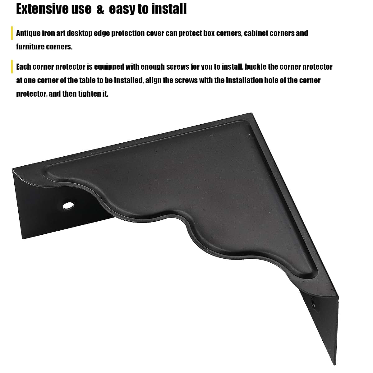 Pack of 4 Antique Metal Corner Protectors, 3.68 inch, Black Decorative Edge Guards