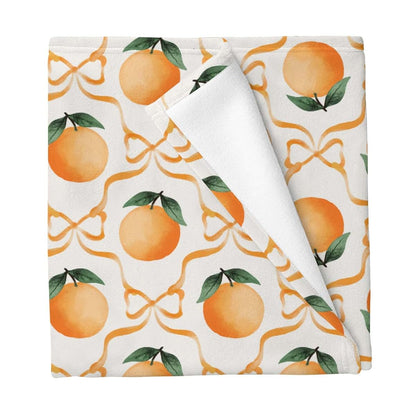 Cstdyfrv Watercolor Oranges Bows Baby Blanket, 40x50 Inch Flannel Swaddle