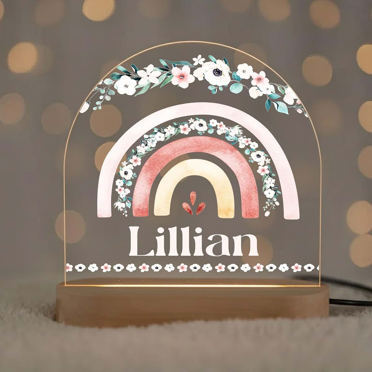 Mdprints Global Personalized Baby Night Light With Wooden Base (photo 4)