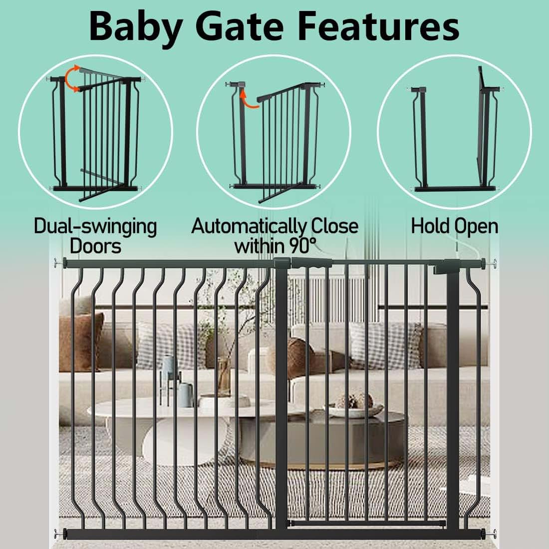 ALLAIBB Double Carbon Steel Baby Gate for Indoor Doorways