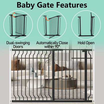 ALLAIBB Double Carbon Steel Baby Gate for Indoor Doorways